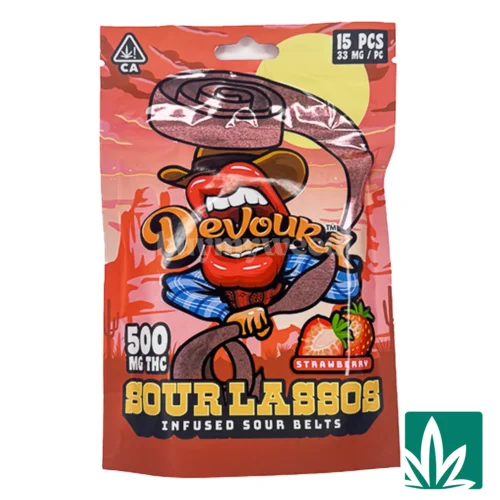 Devour Edibles - Sour Lassos - Strawberry 500mg
