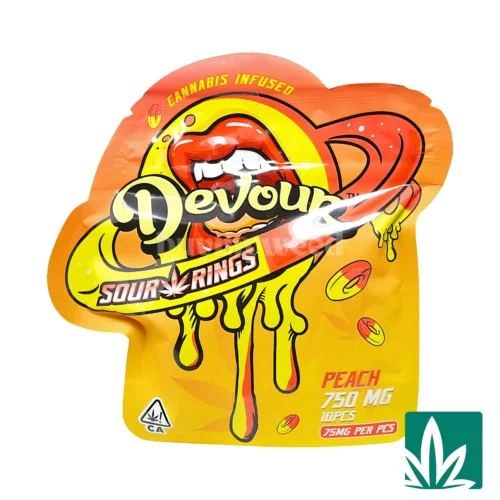Devour Edibles (750mg) Sour Rings - Peach
