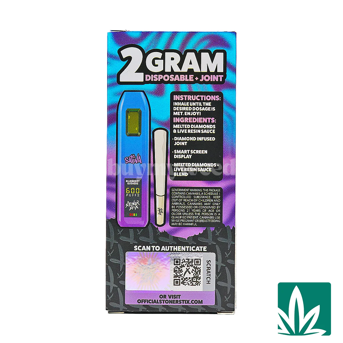 Stoner Stix Dispo (2g) - Blueberry Gushers - 2