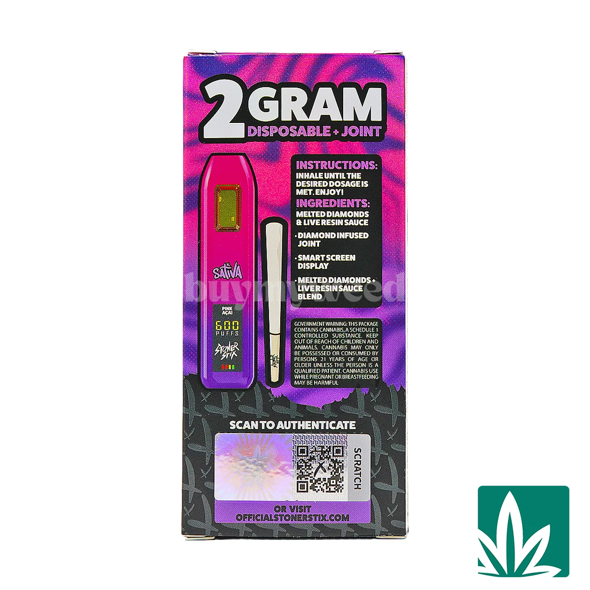 Stoner Stix Dispo (2g) - Pink Acai - 2
