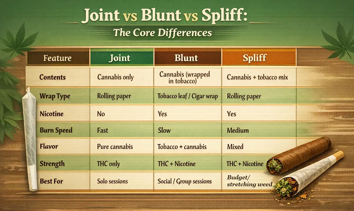 Joint vs Blunt vs Spliff The Core Differences