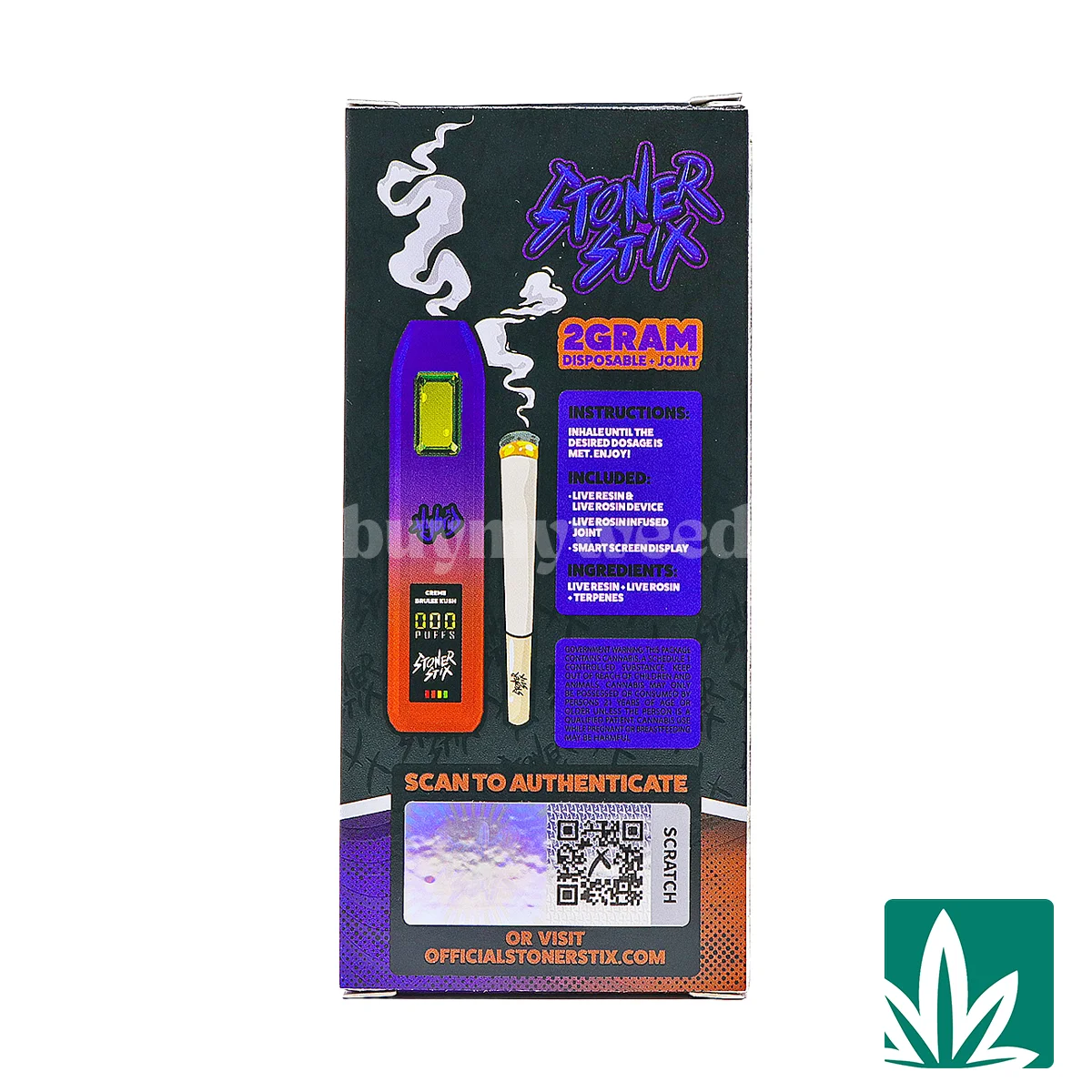 Stoner Stix Dispo (2g) - Creme Brulee Kush - 1