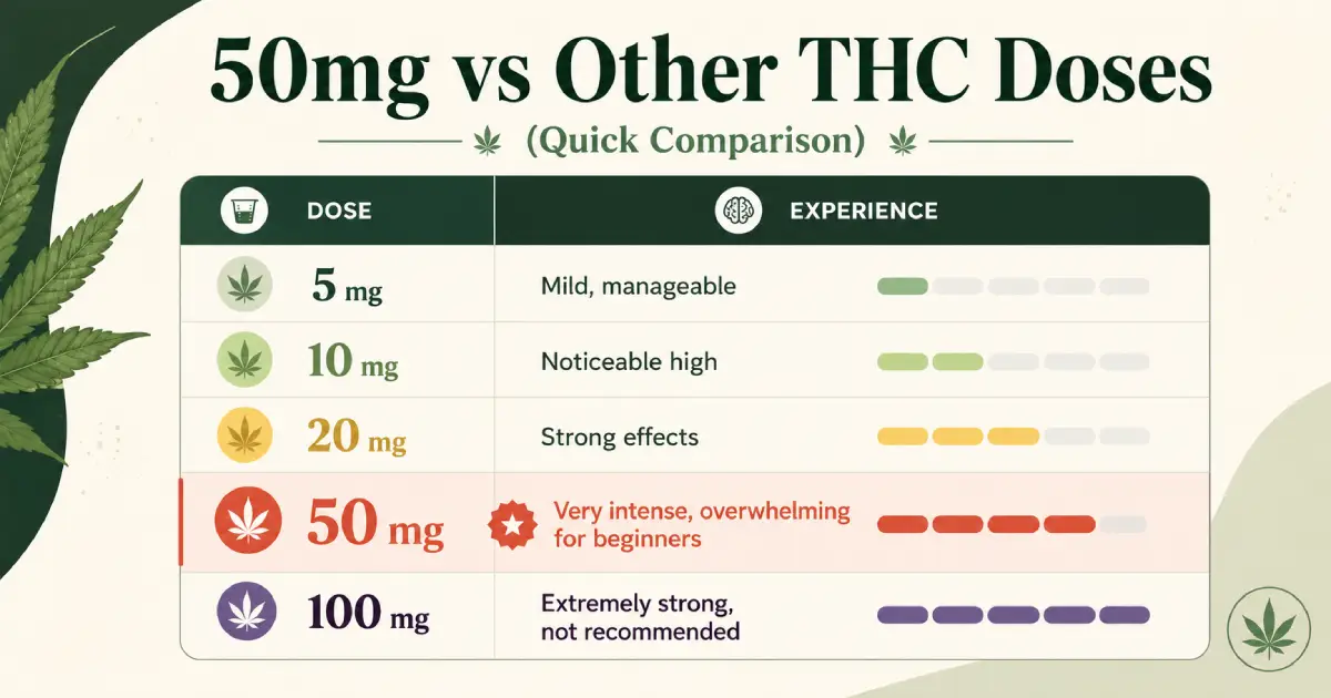 50mg vs Other THC Doses (Quick Comparison)