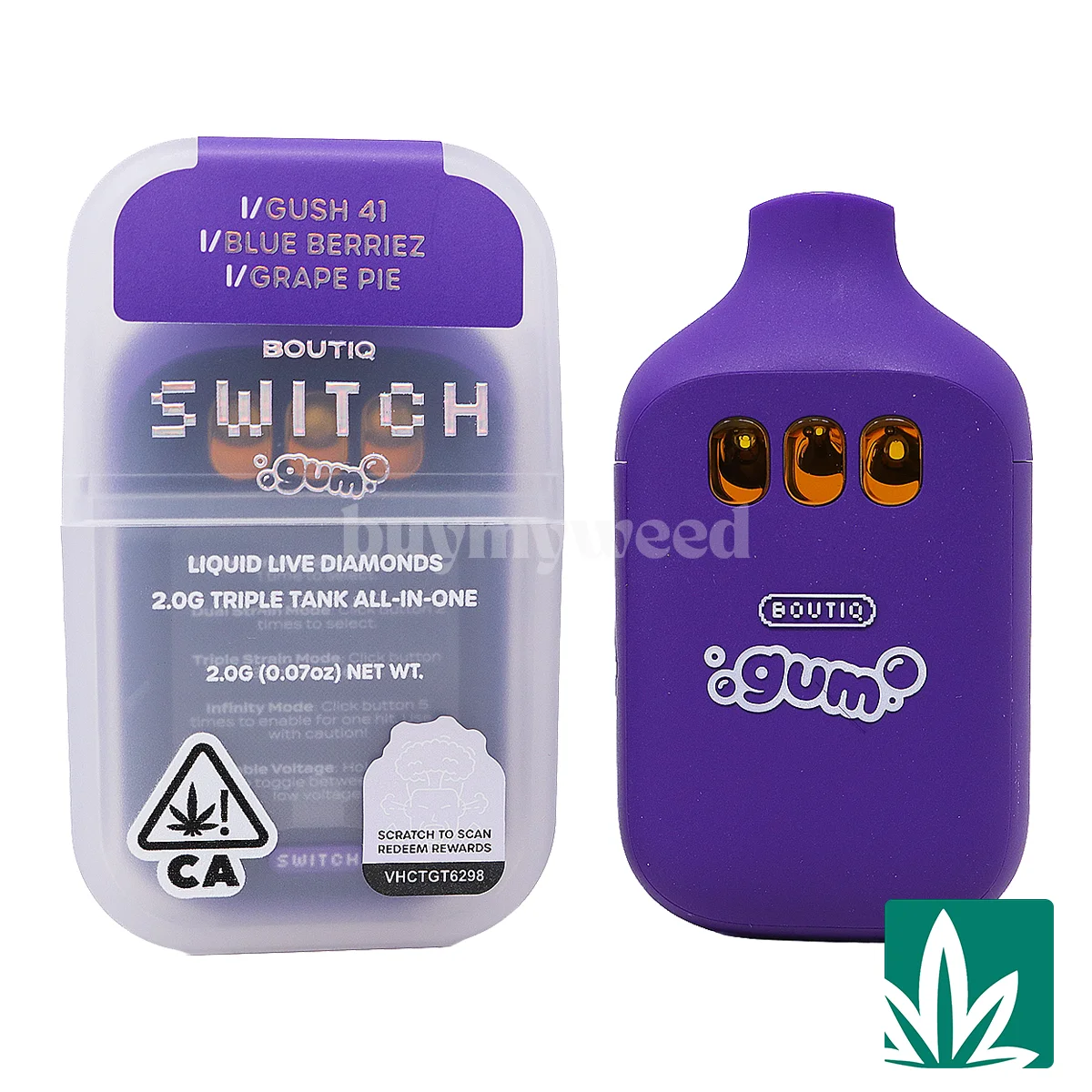 Boutiq Switch GUM (2g) - Gush 41 x Blue Berriez x Grape Pie